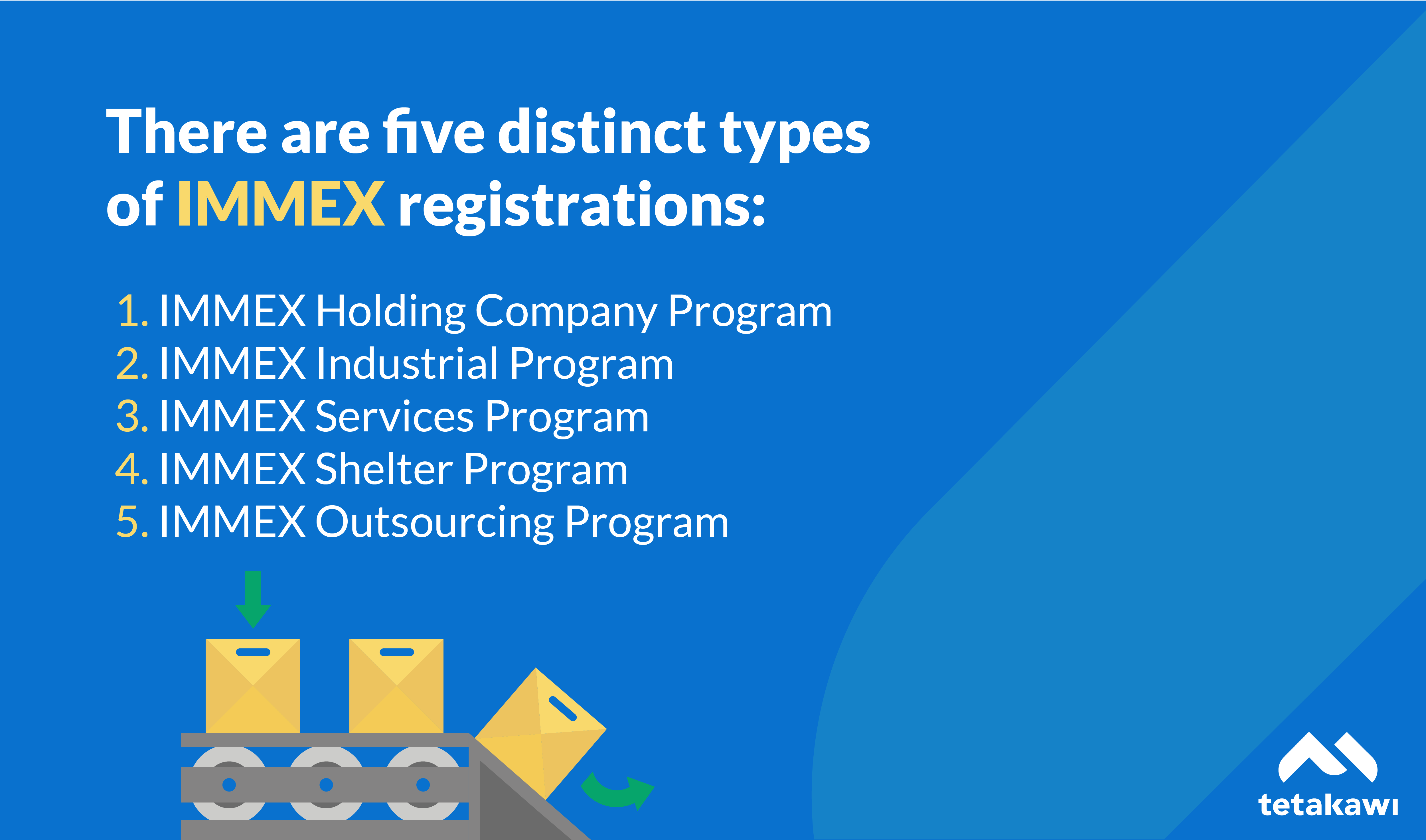5 types of IMMEX/Maquiladora Registrations