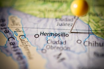 Map of manufacturing in Hermosillo