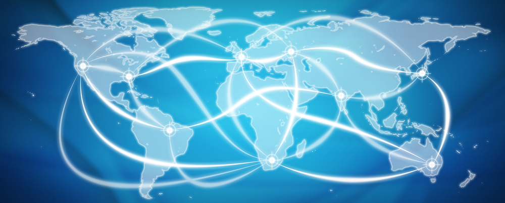 map of global trade. symbolizes the impact coronavirus will have on manufacturing 