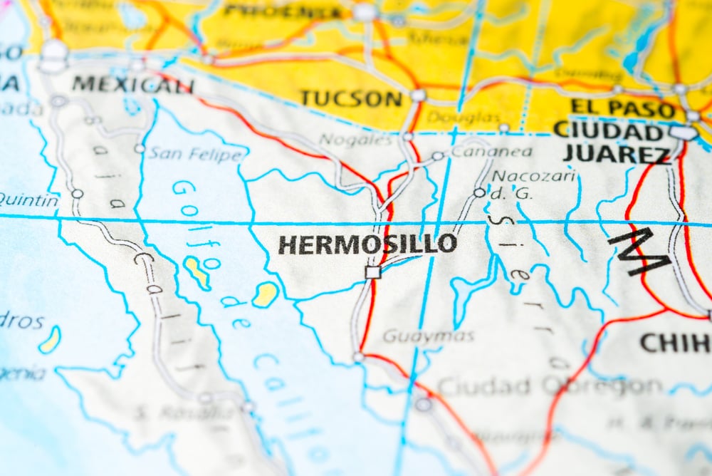 Map of Hermosillo, Sonora Mexico