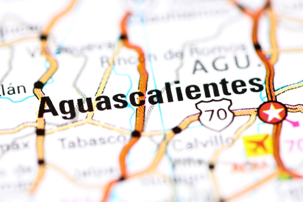 Map of Aguascalientes, Mexico